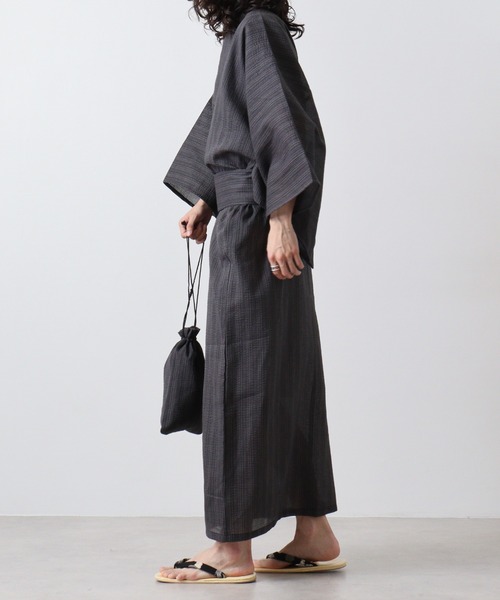 【セール】しじら織 らくらく着付け ワンタッチ帯付き浴衣 4点セット（浴衣）｜JUNGLE STORM（ジャングルストーム）