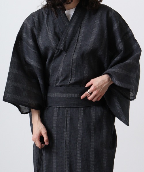 【セール】しじら織 らくらく着付け ワンタッチ帯付き浴衣 4点セット（浴衣）｜JUNGLE STORM（ジャングルストーム）