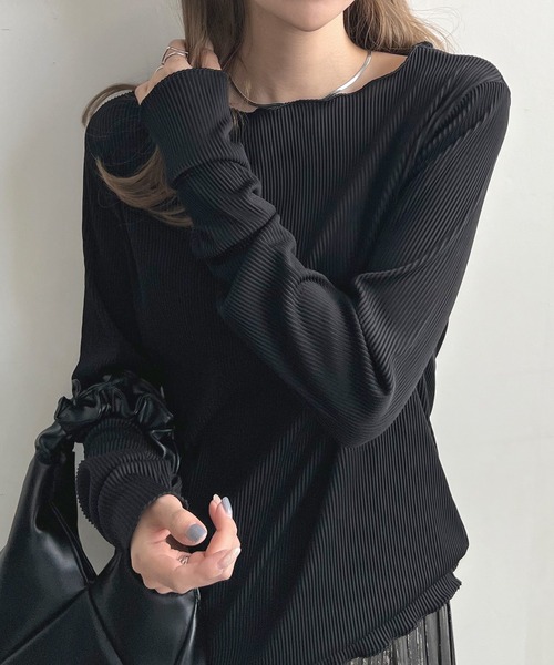 Futier land(フューティアランド)の「ツートーン指穴付きトップス(Tシャツ/カットソー・レディース・ブラック/アイボリー/ベージュ・MEDIUM)」の14枚目の写真
