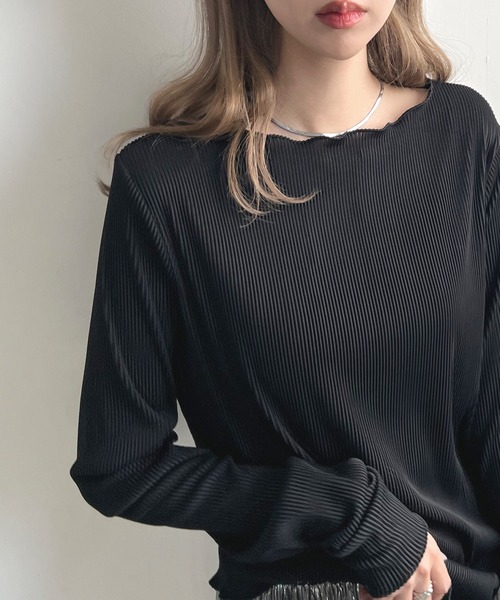 Futier land(フューティアランド)の「ツートーン指穴付きトップス(Tシャツ/カットソー・レディース・ブラック/アイボリー/ベージュ・MEDIUM)」の15枚目の写真