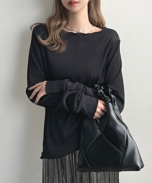 Futier land(フューティアランド)の「ツートーン指穴付きトップス(Tシャツ/カットソー・レディース・ブラック/アイボリー/ベージュ・MEDIUM)」の16枚目の写真