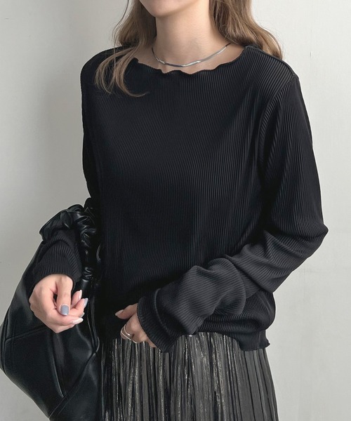 Futier land(フューティアランド)の「ツートーン指穴付きトップス(Tシャツ/カットソー・レディース・ブラック/アイボリー/ベージュ・MEDIUM)」の19枚目の写真
