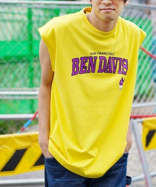 BEN DAVIS(ベンデイビス)の「《BEN DAVIS》プリント ノースリーブ/抗菌防臭 リサイクルコットン混(Tシャツ/カットソー・メンズ・ホワイト/ブラック/イエロー/グリーン・MEDIUM/LARGE/X-LARGE/SMALL)」の4枚目の写真