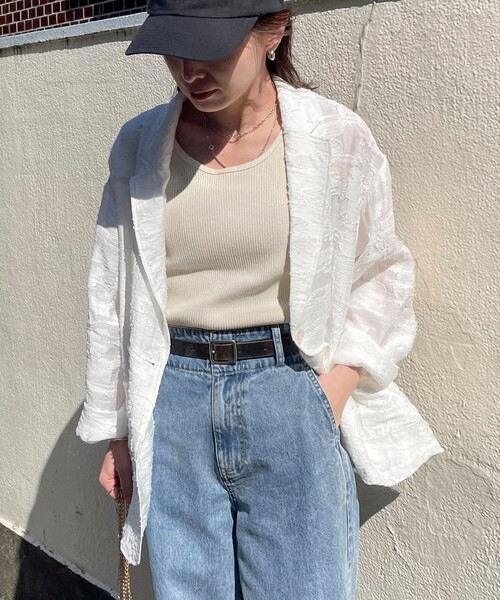 fredy emue(フレディエミュ)の「シアージャガードシャツジャケット(テーラードジャケット・レディース・ベージュ/オフホワイト/ブラック・38)」の5枚目の写真