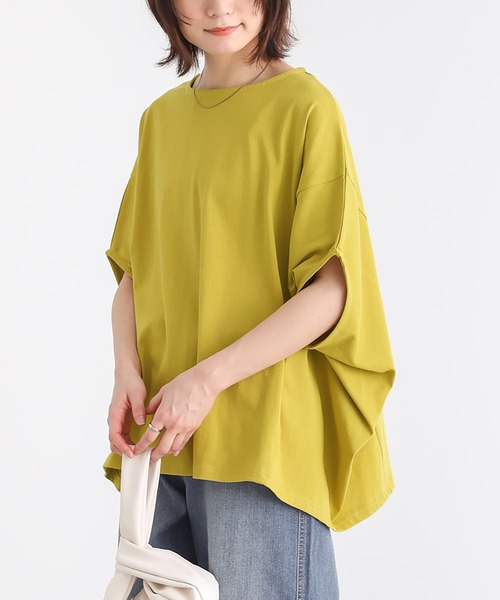 n'OrLABEL（ノアールレーベル）の「【機能素材】『シンプルドルマンカットソー』（Tシャツ/カットソー・レディース・オフホワイト/ブルー/ブラック/イエロー/レッド/ライトグレー・FREE）」の5枚目の写真