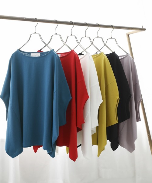 n'OrLABEL（ノアールレーベル）の「【機能素材】『シンプルドルマンカットソー』（Tシャツ/カットソー・レディース・オフホワイト/ブルー/ブラック/イエロー/レッド/ライトグレー・FREE）」の8枚目の写真