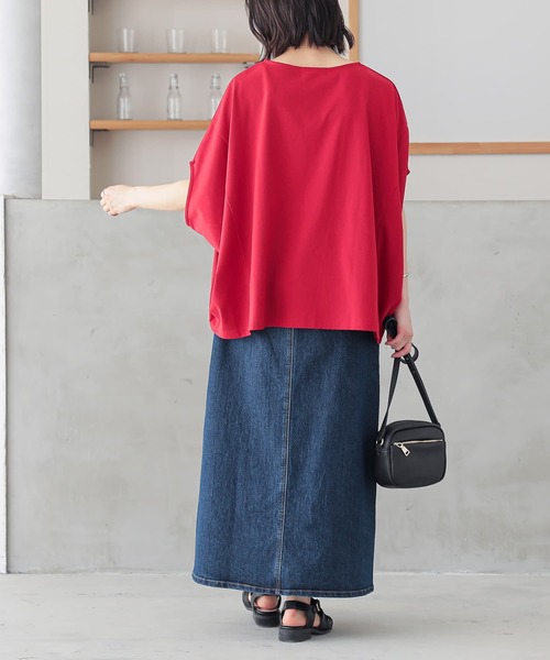 n'OrLABEL（ノアールレーベル）の「【機能素材】『シンプルドルマンカットソー』（Tシャツ/カットソー・レディース・オフホワイト/ブルー/ブラック/イエロー/レッド/ライトグレー・FREE）」の21枚目の写真