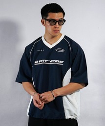 ナイロン半袖切替ゲームシャツ メンズ ルーズシルエット プルオーバーシャツ メンズ 春服