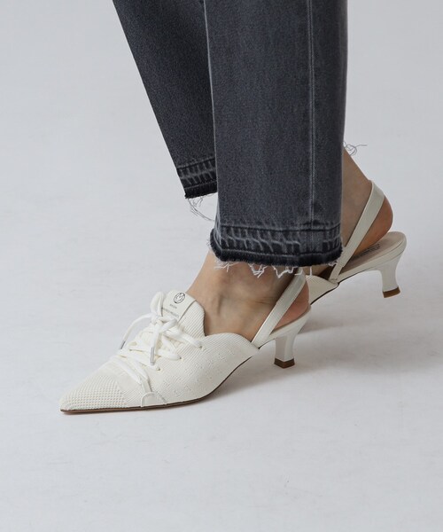 GALLEST（ギャレスト）の「◆MAISON MAVERICK PRESENTS ニットレースアップヒール（パンプス・レディース・ホワイト/ブラック・25/35）」の8枚目の写真