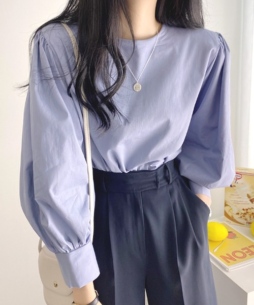 Dewlily(デューリリー)の「パフスリーブシャツブラウス(シャツ/ブラウス・レディース・ブルー/ブラック/ホワイト・M/L)」の3枚目の写真