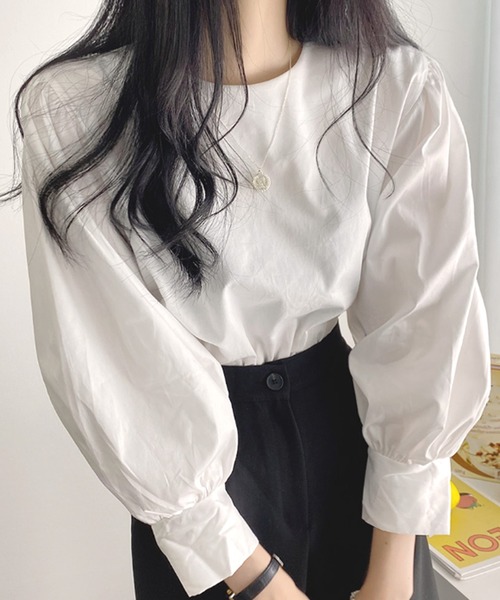 Dewlily(デューリリー)の「パフスリーブシャツブラウス(シャツ/ブラウス・レディース・ブルー/ブラック/ホワイト・M/L)」の14枚目の写真