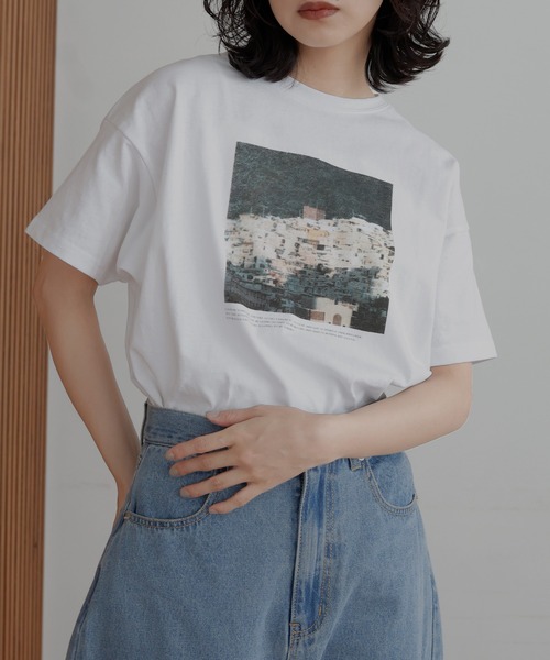hellam(へラム)の「アソートプリントTシャツ(入荷禁止)(Tシャツ/カットソー・レディース・ホワイト×イエロー/ホワイト×エメラルドグリーン/ホワイト×グリーン/ホワイト×ブラック/ホワイト×ブルー・FREE)」の2枚目の写真