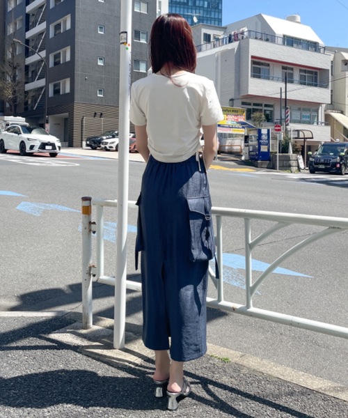 NOMAE(ノーマエ)の「サテンカーゴナロースカート(スカート・レディース・アイボリー/ブルー/ダークブルー・FREE)」の21枚目の写真