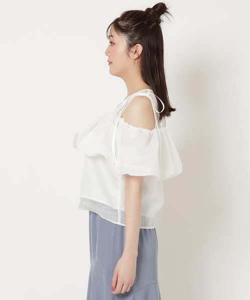 REDYAZEL(レディアゼル)の「ストライプシアートップス(Tシャツ/カットソー・レディース・ホワイト/ピンク/ブラック・FREE)」の4枚目の写真