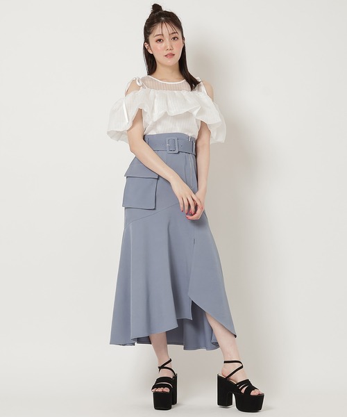 REDYAZEL(レディアゼル)の「ストライプシアートップス(Tシャツ/カットソー・レディース・ホワイト/ピンク/ブラック・FREE)」の6枚目の写真