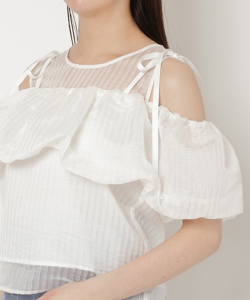 REDYAZEL(レディアゼル)の「ストライプシアートップス(Tシャツ/カットソー・レディース・ホワイト/ピンク/ブラック・FREE)」の7枚目の写真
