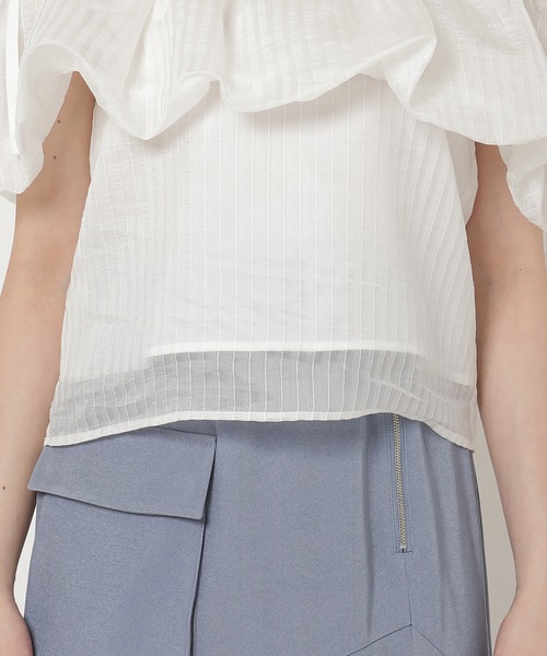 REDYAZEL(レディアゼル)の「ストライプシアートップス(Tシャツ/カットソー・レディース・ホワイト/ピンク/ブラック・FREE)」の8枚目の写真