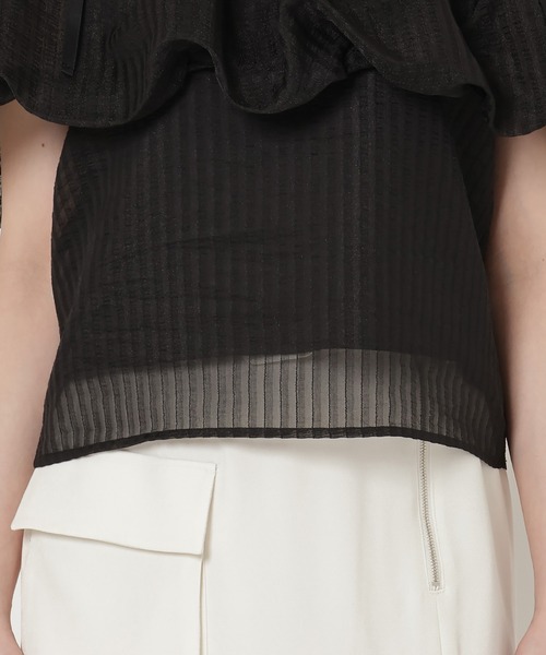 REDYAZEL(レディアゼル)の「ストライプシアートップス(Tシャツ/カットソー・レディース・ホワイト/ピンク/ブラック・FREE)」の14枚目の写真