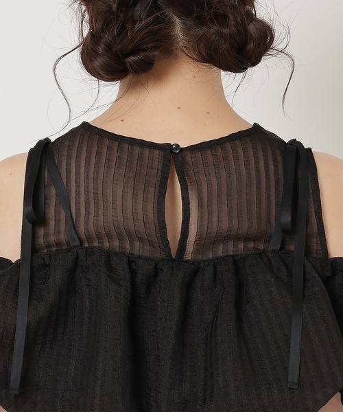 REDYAZEL(レディアゼル)の「ストライプシアートップス(Tシャツ/カットソー・レディース・ホワイト/ピンク/ブラック・FREE)」の15枚目の写真