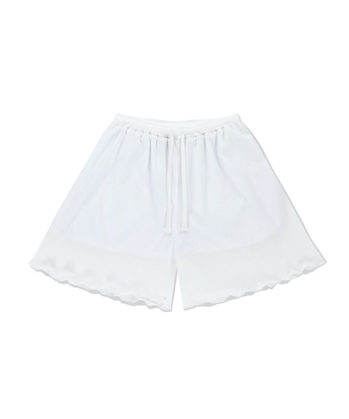 ROMANTIC CROWN(ロマンティッククラウン)の「A'GEM/9 × .kom 『ROMANTIC CROWN/ロマンティック クラウン』 BANDING PLEATS SHORTS/バンディングショート(その他パンツ・レディース・ブラック/ホワイト・M)」の5枚目の写真