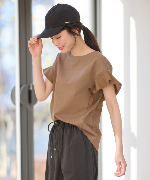ANY(エニィ)の「異素材コンビフリルスリーブプルオーバー(Tシャツ/カットソー・レディース・アイボリー系/ブラック系/グレー系/ブラウン系/ブルー系・3/2)」の17枚目の写真