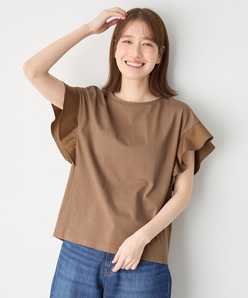 ANY(エニィ)の「異素材コンビフリルスリーブプルオーバー(Tシャツ/カットソー・レディース・アイボリー系/ブラック系/グレー系/ブラウン系/ブルー系・3/2)」の21枚目の写真