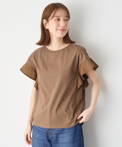 ANY(エニィ)の「異素材コンビフリルスリーブプルオーバー(Tシャツ/カットソー・レディース・アイボリー系/ブラック系/グレー系/ブラウン系/ブルー系・3/2)」の22枚目の写真