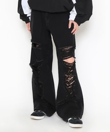 PUNYUS | ダメージデニムワイドパンツ(デニムパンツ)