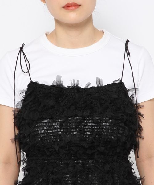 mysty woman（ミスティウーマン）の「チュールシャーリングキャミ　125065（キャミソール・レディース・ブラック/アイボリー・FREE）」の13枚目の写真