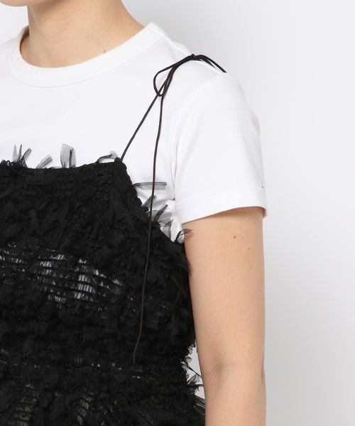 mysty woman（ミスティウーマン）の「チュールシャーリングキャミ　125065（キャミソール・レディース・ブラック/アイボリー・FREE）」の14枚目の写真