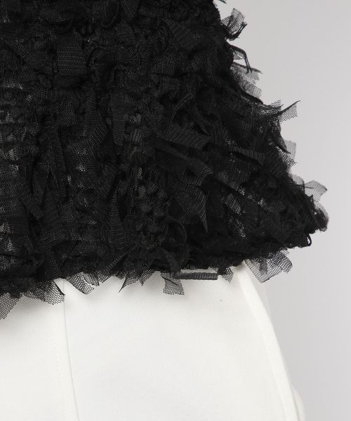 mysty woman（ミスティウーマン）の「チュールシャーリングキャミ　125065（キャミソール・レディース・ブラック/アイボリー・FREE）」の15枚目の写真
