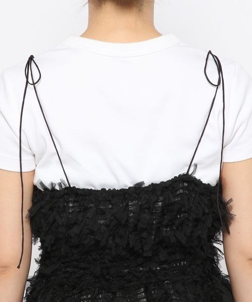 mysty woman（ミスティウーマン）の「チュールシャーリングキャミ　125065（キャミソール・レディース・ブラック/アイボリー・FREE）」の16枚目の写真