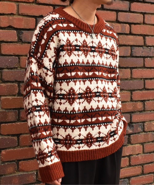 Noen(ノエン)の「ノルディッククルーネックニット(ニット/セーター・メンズ・Navy/レッド/ブラック・MEDIUM/LARGE)」の12枚目の写真