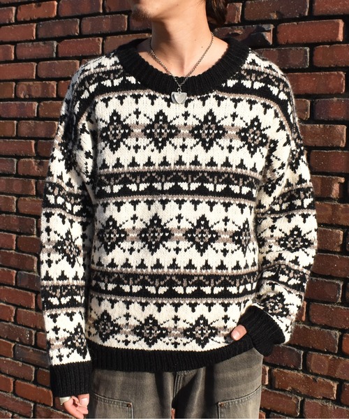 Noen(ノエン)の「ノルディッククルーネックニット(ニット/セーター・メンズ・Navy/レッド/ブラック・MEDIUM/LARGE)」の15枚目の写真