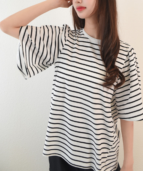 VIVID LADY(ビビッドレディー)の「tシャツ レディース 半袖(Tシャツ/カットソー・レディース・ミント/ホワイト/ピンク/ホワイト×ブラック/ブラック/ブルー・FREE)」の3枚目の写真