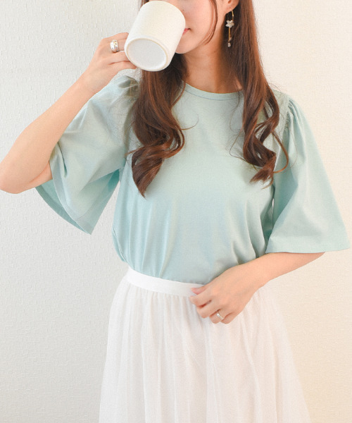 VIVID LADY(ビビッドレディー)の「tシャツ レディース 半袖(Tシャツ/カットソー・レディース・ミント/ホワイト/ピンク/ホワイト×ブラック/ブラック/ブルー・FREE)」の5枚目の写真