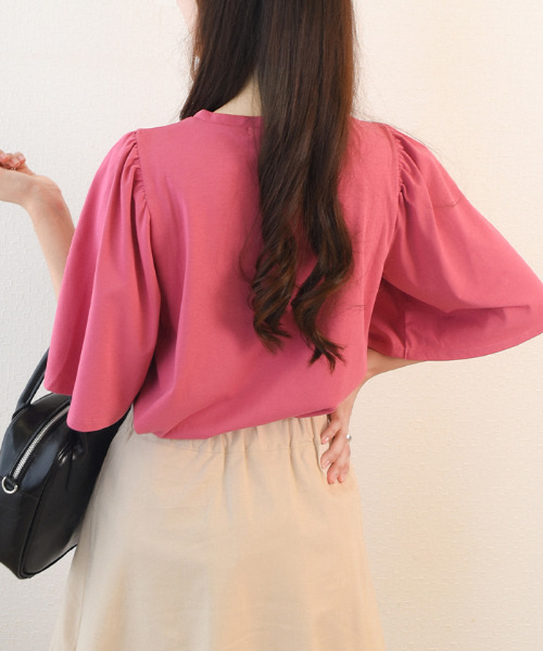 VIVID LADY(ビビッドレディー)の「tシャツ レディース 半袖(Tシャツ/カットソー・レディース・ミント/ホワイト/ピンク/ホワイト×ブラック/ブラック/ブルー・FREE)」の7枚目の写真