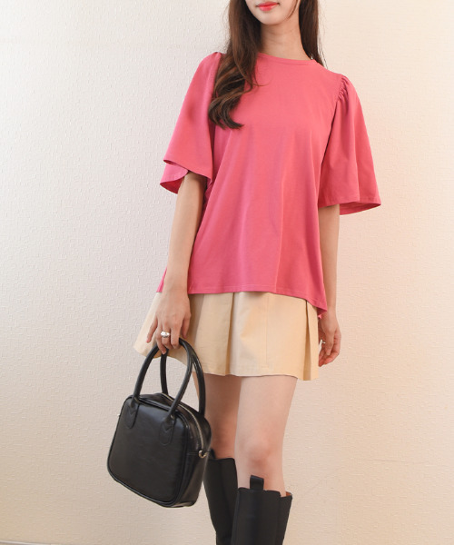 VIVID LADY(ビビッドレディー)の「tシャツ レディース 半袖(Tシャツ/カットソー・レディース・ミント/ホワイト/ピンク/ホワイト×ブラック/ブラック/ブルー・FREE)」の8枚目の写真