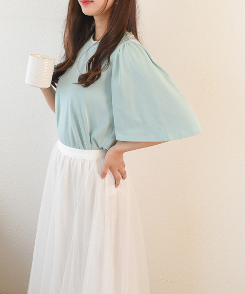 VIVID LADY(ビビッドレディー)の「tシャツ レディース 半袖(Tシャツ/カットソー・レディース・ミント/ホワイト/ピンク/ホワイト×ブラック/ブラック/ブルー・FREE)」の11枚目の写真