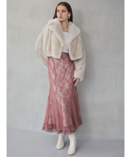 MERCURYDUO（マーキュリーデュオ）の「2WAYフォールドラッフルロングスリーブニット（ニット/セーター・レディース・ベビーピンク/ブラウン/オフホワイト/ブラック/ライトブルー/レッド・FREE）」の12枚目の写真