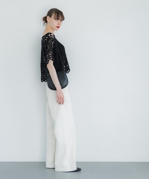 coca（coca）（コカ）の「かぎ編みフリルヘムトップス（Tシャツ/カットソー・レディース・ブラック/アイボリー・ONE SIZE）」の12枚目の写真