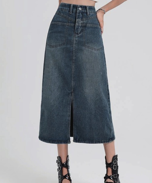Miniministore（ミニミニストア）の「デニムスカート ロング フロントスリット（デニムスカート・レディース・サックスブルー・S/L/M/XL）」の8枚目の写真