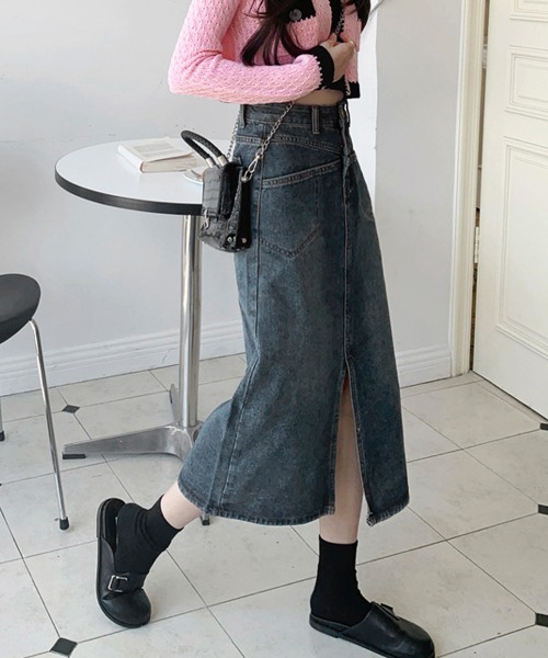 Miniministore（ミニミニストア）の「デニムスカート ロング フロントスリット（デニムスカート・レディース・サックスブルー・S/L/M/XL）」の9枚目の写真