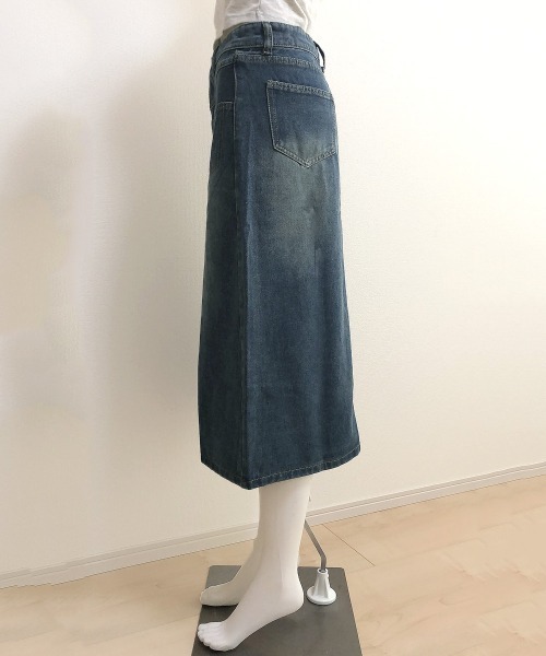 Miniministore（ミニミニストア）の「デニムスカート ロング フロントスリット（デニムスカート・レディース・サックスブルー・S/L/M/XL）」の12枚目の写真