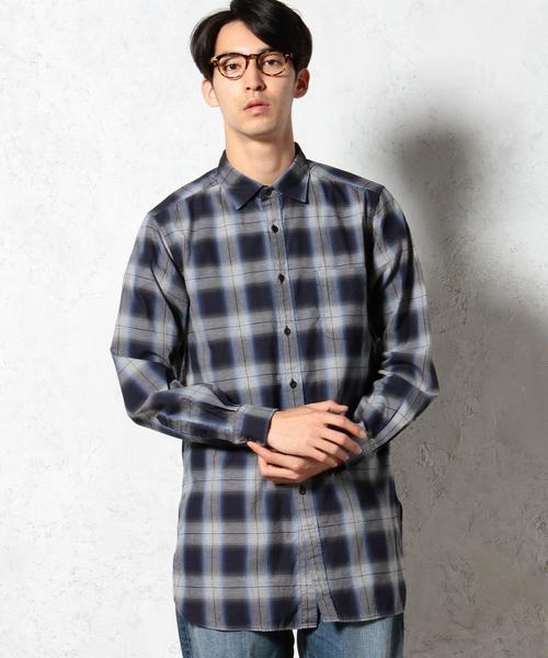 green label relaxing（グリーンレーベルリラクシング）の「OMBRE/CHK REG LONG シャツ◆（シャツ/ブラウス・メンズ・ブラック/ネイビー・SMALL/MEDIUM/LARGE）」の2枚目の写真