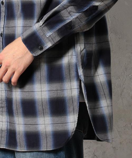 green label relaxing（グリーンレーベルリラクシング）の「OMBRE/CHK REG LONG シャツ◆（シャツ/ブラウス・メンズ・ブラック/ネイビー・SMALL/MEDIUM/LARGE）」の8枚目の写真