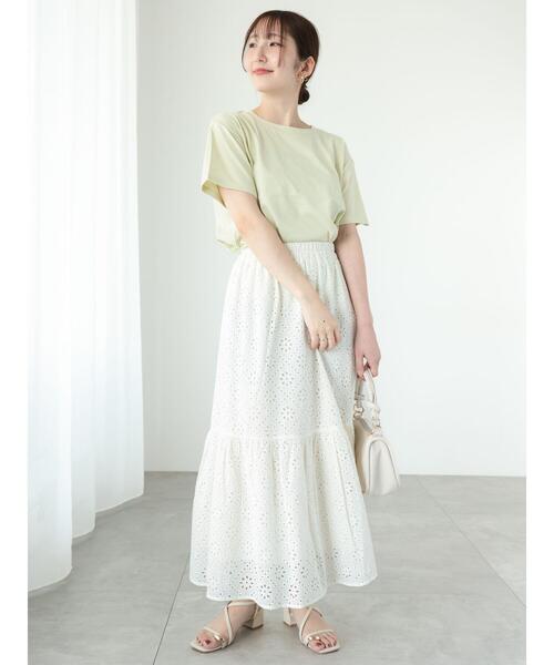 Te chichi TERRASSE（テチチテラス）の「【セットアップ可】カットワークレースティアードスカート（スカート・レディース・グリーン/ブラック/オフホワイト・F）」の6枚目の写真