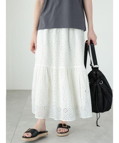 Te chichi TERRASSE（テチチテラス）の「【セットアップ可】カットワークレースティアードスカート（スカート・レディース・グリーン/ブラック/オフホワイト・F）」の9枚目の写真