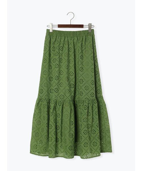Te chichi TERRASSE（テチチテラス）の「【セットアップ可】カットワークレースティアードスカート（スカート・レディース・グリーン/ブラック/オフホワイト・F）」の15枚目の写真