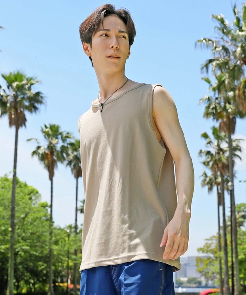 TopIsm(トップイズム)の「USAコットンドライ 吸水速乾 タンクトップ ノースリーブ(タンクトップ・メンズ・ベージュ/杢グレー/ネイビー/オフホワイト/ブラック・M/L/LL)」の4枚目の写真